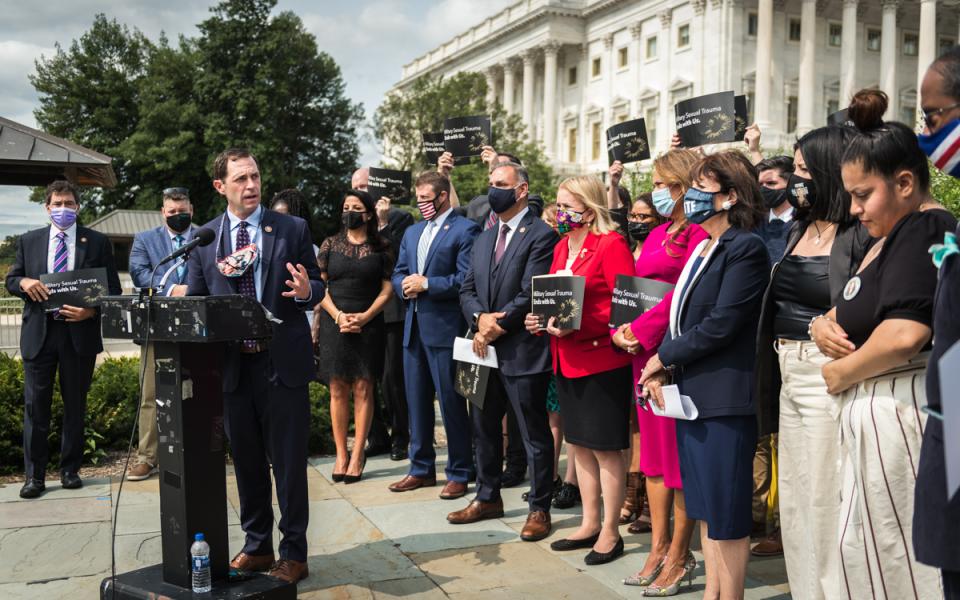 Rep. Jason Crow Speaking to Vanessa Guillen's Family and Other Members of Congress