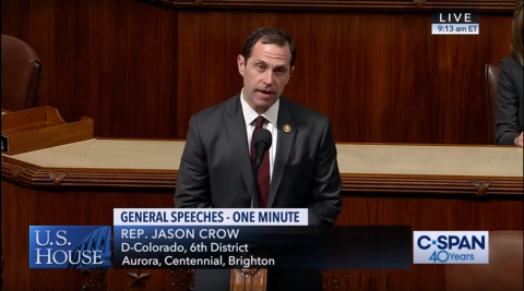 Rep. Crow giving floor speech