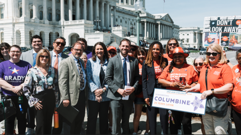 Reps. Crow and DeGette, Tom Mauser, and Kiki Leyba with leaders and volunteers from Brady: United Against Gun Violence, Everytown for Gun Safety, and Giffords: Courage to Fight Gun Violence. 