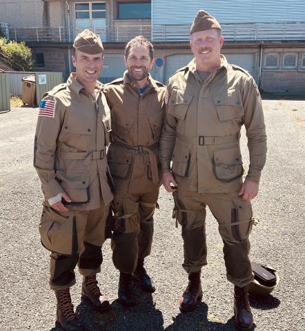 Rep. Crow with COL Todd Stansbury and MAJ Michael Frank, Colorado Army National Guard Blackhawk pilots of the 2-135th Aviation Regiment. 