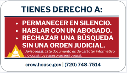 Know Your Rights Card - Spanish