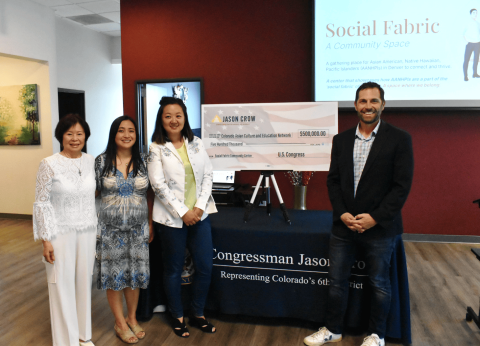 Rep. Crow with the Colorado Asian Culture and Education Network’s Executive Director Annie Guo VanDan, Board Chair Sophia Cheng, and National Asian Pacific American Women’s Forum of Colorado’s Board Founder and Co-Chair Stephanie Tanny. 