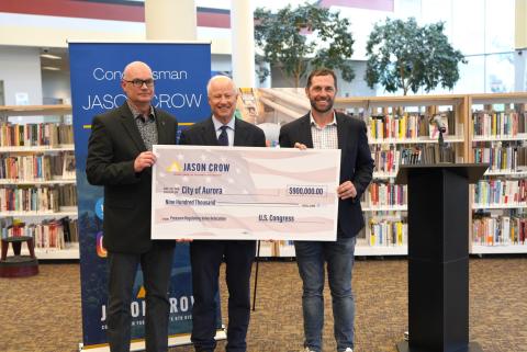 Rep. Crow with Aurora Mayor Mike Coffman and Aurora Water General Manager Marshall Brown.