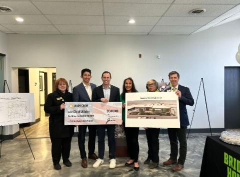 Rep. Crow with Sheridan Mayor Tara Beiter-Fluhr, Englewood Mayor Othoniel Sierra, Bridge House Ready to Work CEO 