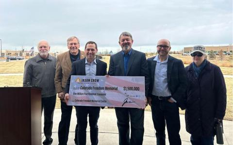 Rep. Crow with George Peck and members of the Colorado Freedom Memorial Board of Directors