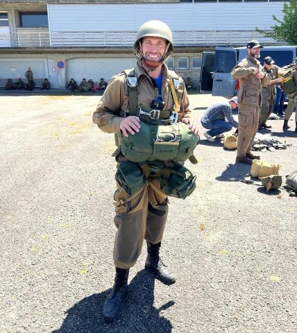 Rep. Crow completes solo jump over Normandy 