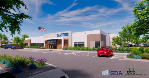 Rendering of the future Lt. Col. John W. Mosley VA Outpatient Clinic in Aurora (21825 East Quincy Ave. Aurora, CO 80018)