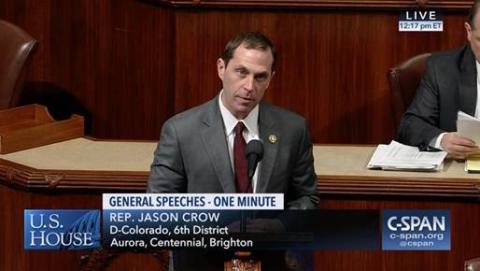 Rep. Crow giving floor speech