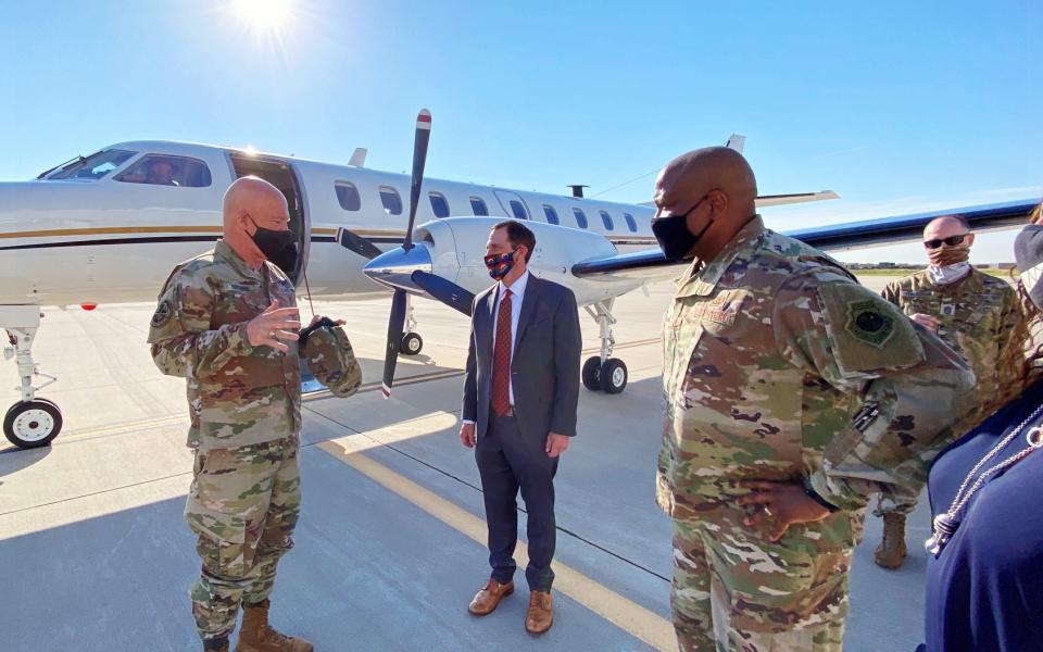 Crow and Gen. Raymond at Buckley AFB this summer